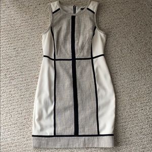 Ann Taylor Cream and Black Colorblock Sheath Dress
